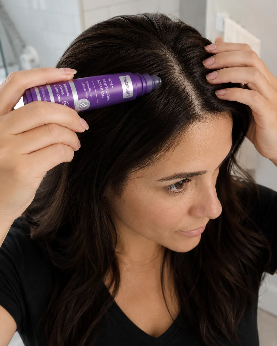 Customer rolling the serum along the part